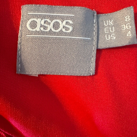 ASOS Red Pleated Ruffled Sheath Dress - Picture 6 of 6